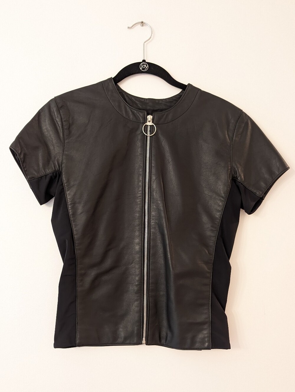Northbound Leather Zip Up short sleeve shirt Small